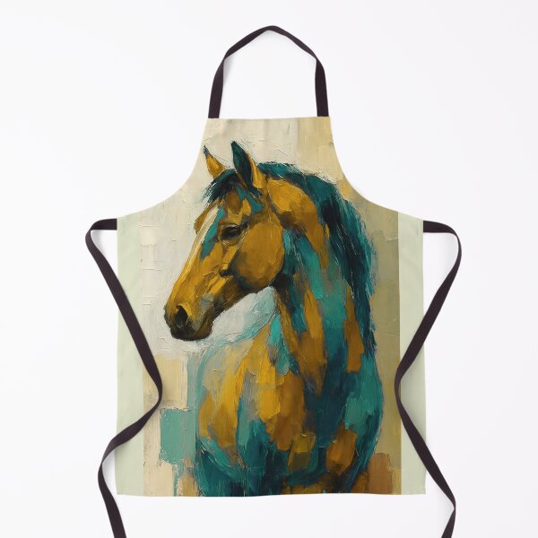 Item preview, Abstract Horse Portrait – Teal and Gold Expression designed and sold by caracatita75.