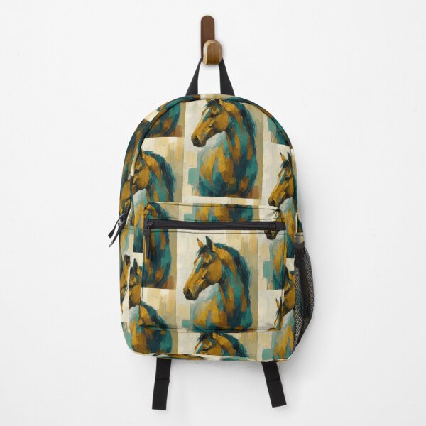 Item preview, Abstract Horse Portrait – Teal and Gold Expression designed and sold by caracatita75.