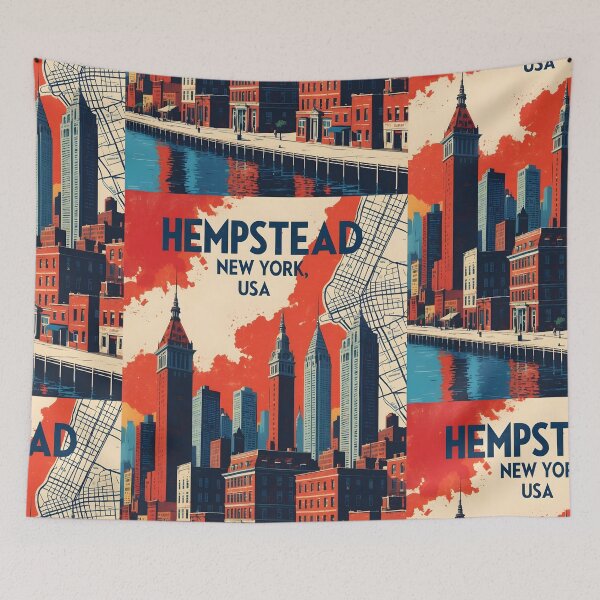 Item preview, Hempstead New York 1950s USA Vintage Travel Tourism designed and sold by TravelersGems.