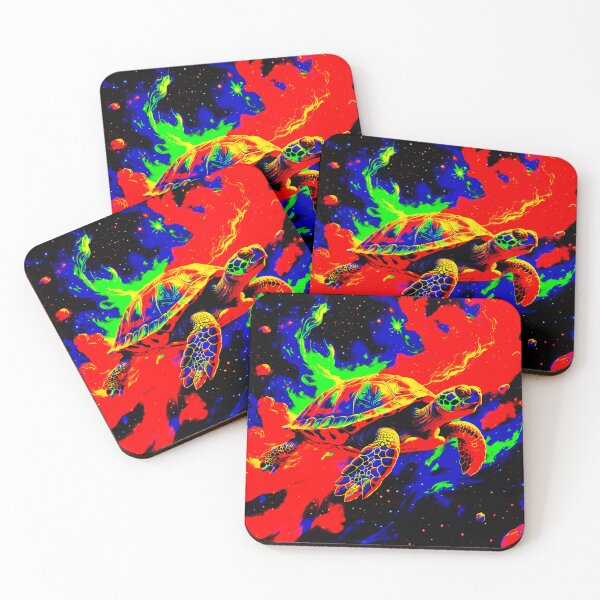Item preview, Abstract Flying Turtle In Space - Vibrant Colors designed and sold by asurtiumgreen.