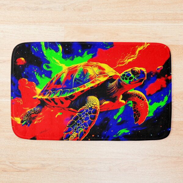 Item preview, Abstract Flying Turtle In Space - Vibrant Colors designed and sold by asurtiumgreen.