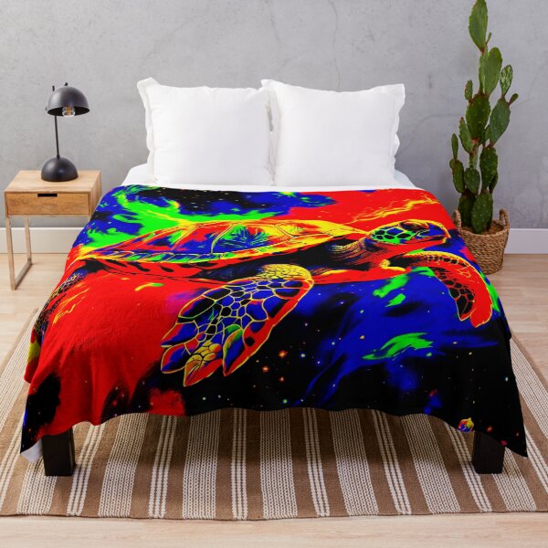 Item preview, Abstract Flying Turtle In Space - Vibrant Colors designed and sold by asurtiumgreen.