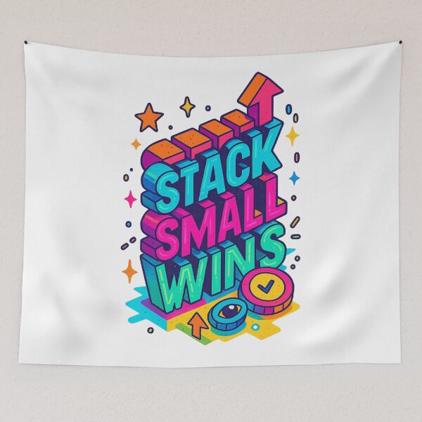 Item preview, Stack Small Wins – Motivational Isometric 3D Blocks Design designed and sold by RedHow.