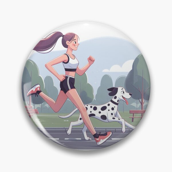 Item preview, Girl Jogging with Happy Dalmatian in the Park designed and sold by AlenaArtStudio.
