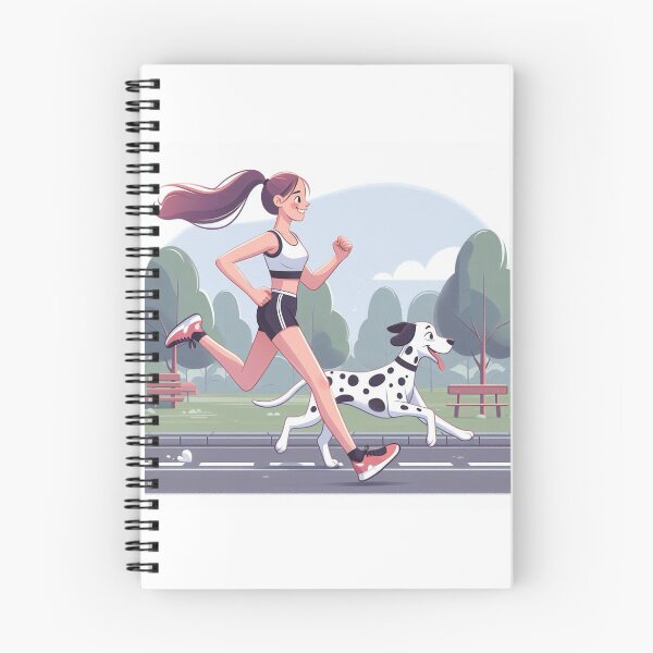 Item preview, Girl Jogging with Happy Dalmatian in the Park designed and sold by AlenaArtStudio.
