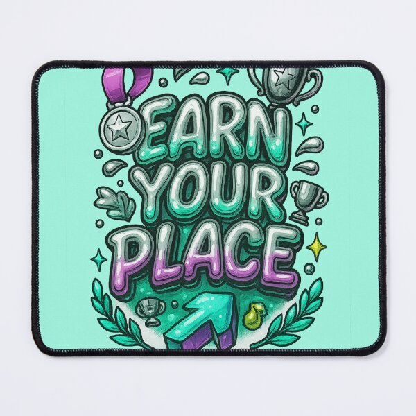 Item preview, EARN YOUR PLACE – Chrome Liquid Motivational Design designed and sold by RedHow.
