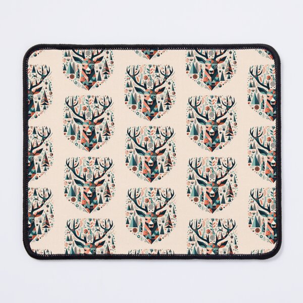 Item preview, Buck Deer head in repeating geometric shapes designed and sold by nikkolaus.