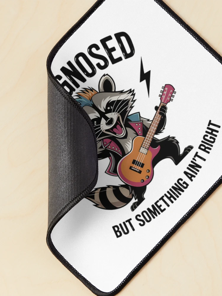 Thumbnail 2 of 5, Mouse Pad, Unhinged Rocking Racoon designed and sold by BuxomBabe21.