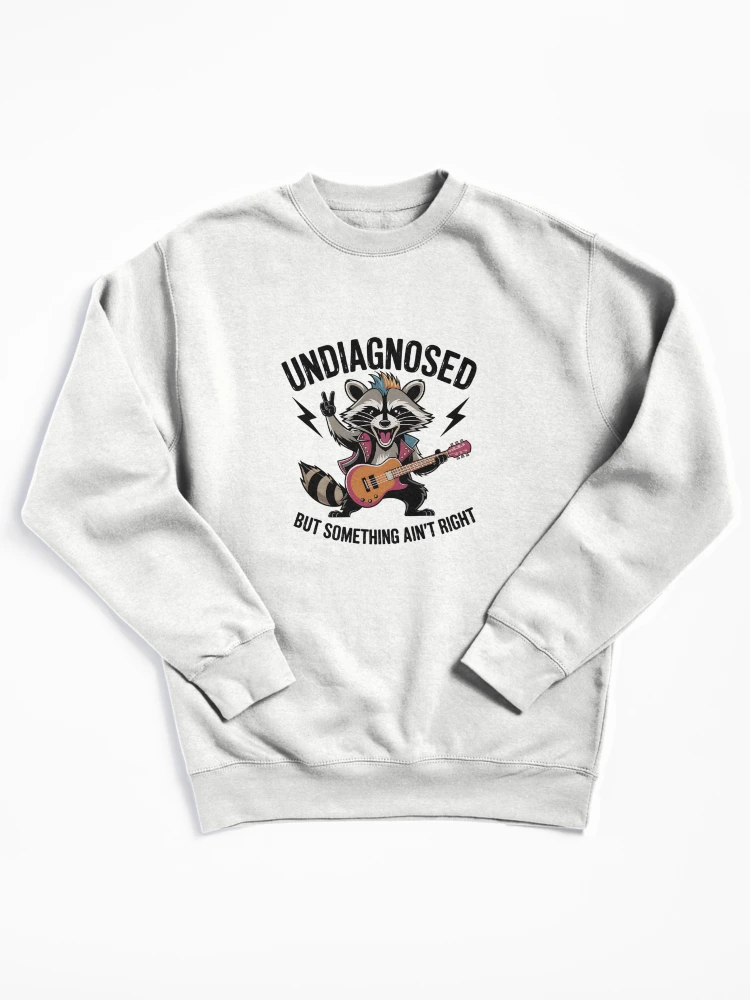 Thumbnail 1 of 6, Pullover Sweatshirt, Unhinged Rocking Racoon designed and sold by BuxomBabe21.