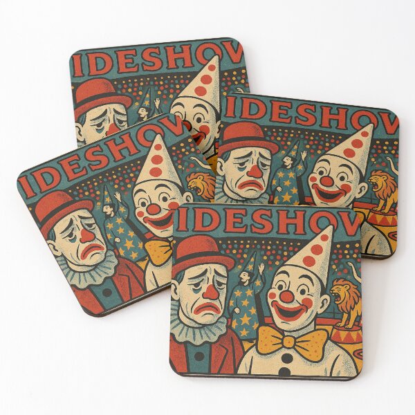 Item preview, Retro Sideshow Clowns Carnival Poster designed and sold by weirdfishes123.