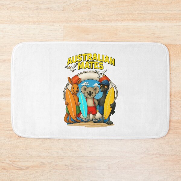 Item preview, Australian Mates Surfing Animals – Koala Kangaroo Emu with Surfboards designed and sold by Michael van der Hoorn.