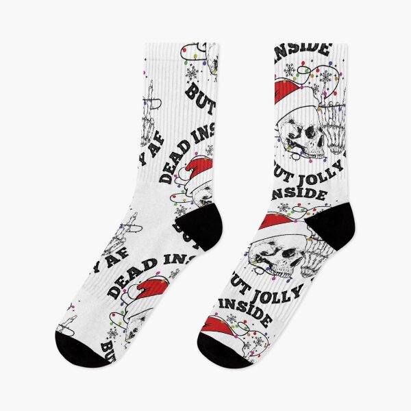Item preview, Dead Inside But Jolly AF Christmas Skeleton Funny Santa Christmas Lights Gift Holly Spirit designed and sold by LessIsLoud.