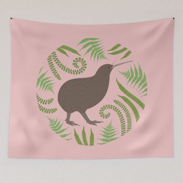 Item preview, New Zealand Kiwi and Fern - Pink designed and sold by Rebeccatiana.nz.