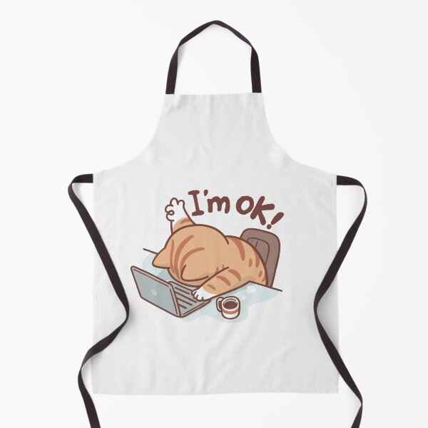 Item preview, Funny Tired Cat at Work – I'm OK Cute Kawaii Illustration designed and sold by New Dragon.