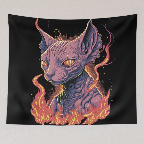 Item preview, Infernal cat designed and sold by NewOldArtsy.