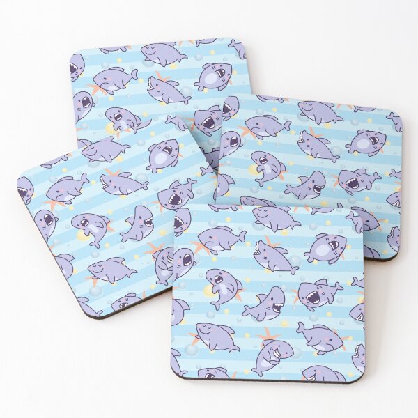 Item preview, Kawaii Sharks Seamless Pattern – Cute Pastel Shark Digital Design designed and sold by MoonberryMagic.
