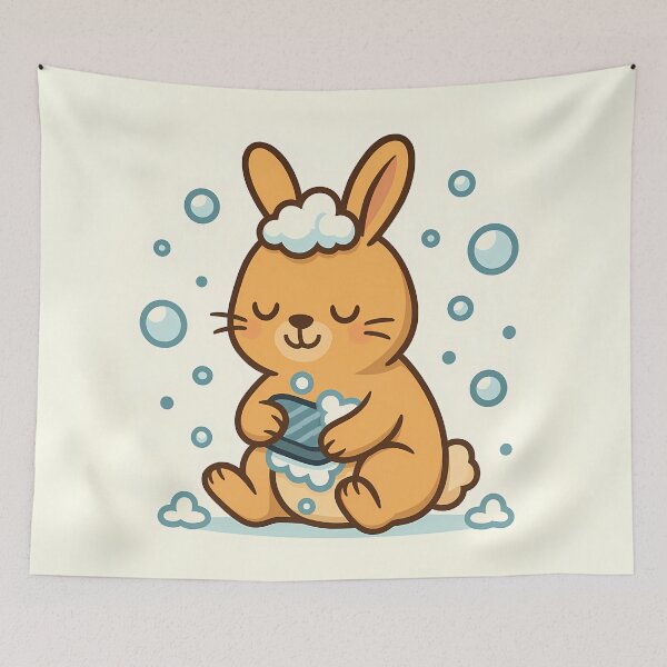 Item preview, Cute Bunny Cleaning Himself  designed and sold by mh5848.
