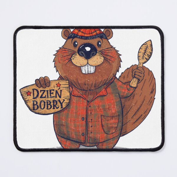 Item preview, Happy Beaver Celebrating Dzień Bobry – Manga Cartoon Style designed and sold by DamFineDesigns.