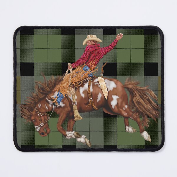 Item preview, Rodeo Cowboy on Green Plaid – Western Country Style designed and sold by Phat Dog Designs .