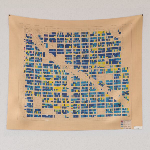 Item preview, 1954 building age map of Mount Pleasant in blue and gold designed and sold by FOVCA.