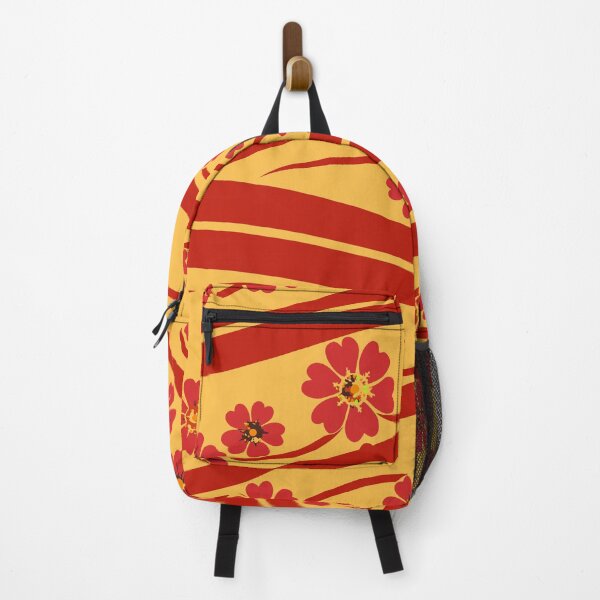Item preview, OCEAN WAVES WITH CHERRY BLOSSOM - FLORAL YELLOW RED  designed and sold by trengeee.