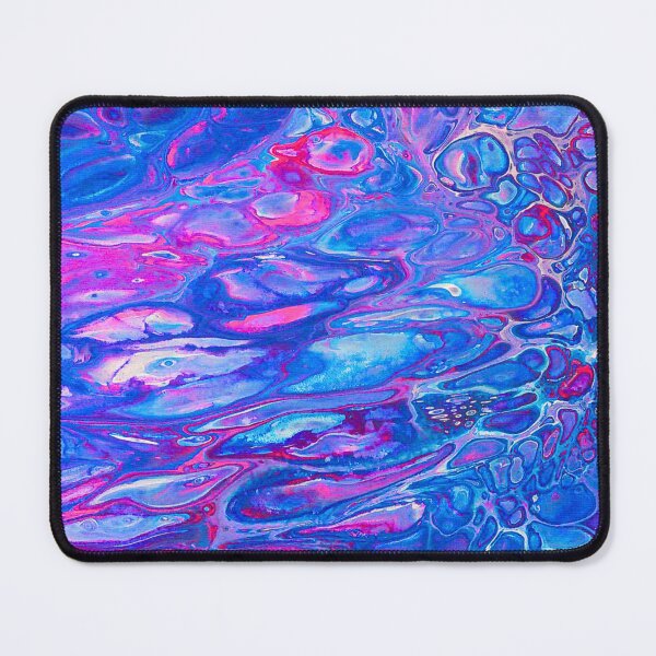 Item preview, Trippy Wave Cell Cluster Fluid Art Print - Blue & Magenta Flip Cup Acrylic Pour designed and sold by marbledmoonart.