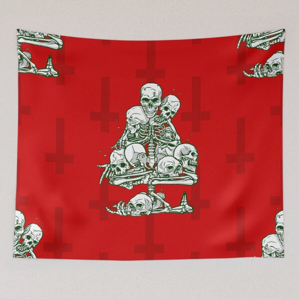 Item preview, skull ugly christmas tree skeleton gothic inverted cross designed and sold by Gossip Rag.