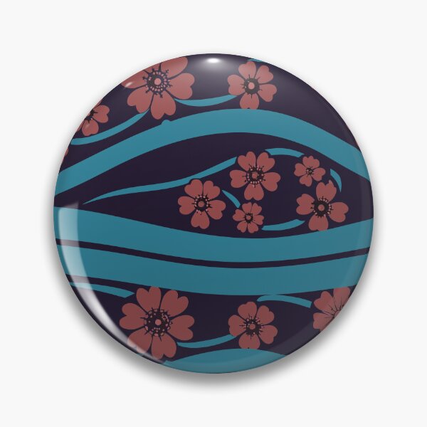 Item preview, OCEAN WAVES WITH CHERRY BLOSSOM - FLORAL red and blue designed and sold by trengeee.