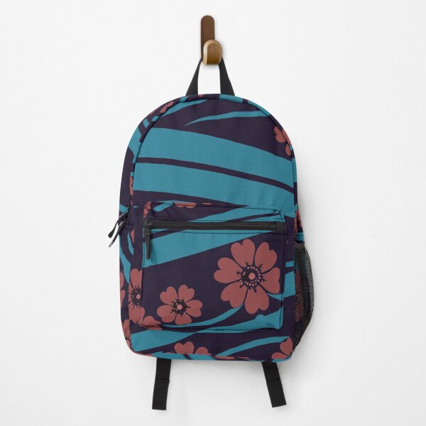 Item preview, OCEAN WAVES WITH CHERRY BLOSSOM - FLORAL red and blue designed and sold by trengeee.