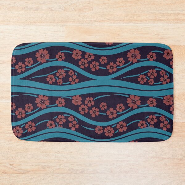 Item preview, OCEAN WAVES WITH CHERRY BLOSSOM - FLORAL red and blue designed and sold by trengeee.