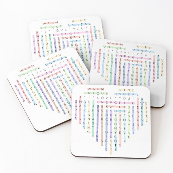 Item preview, Romantic Word Search Heart – I Love You Puzzle Art (highlighted) designed and sold by Yuli Club.