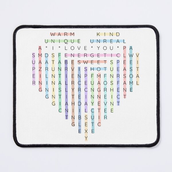 Item preview, Romantic Word Search Heart – I Love You Puzzle Art (highlighted) designed and sold by Yuli Club.