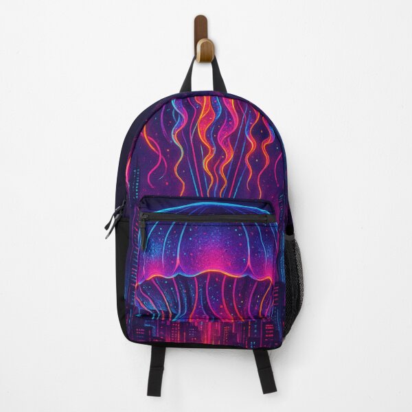 Item preview, Neon Jellyfish Balloon Over Cyberpunk City designed and sold by Neon Horizons.