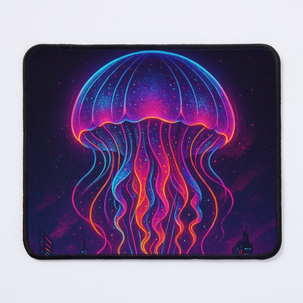 Item preview, Neon Jellyfish Balloon Over Cyberpunk City designed and sold by Neon Horizons.