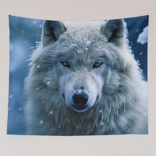 Item preview, Wolf With Blue Eyes In Arctic Snowstorm Art designed and sold by DEC02.