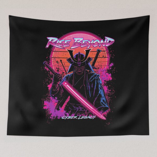 Item preview, Rise Beyond Cyberpunk Samurai Warrior Synthwave Retro Neon Cyber Legacy Aesthetic Vaporwave designed and sold by CreativeVisionsHub.