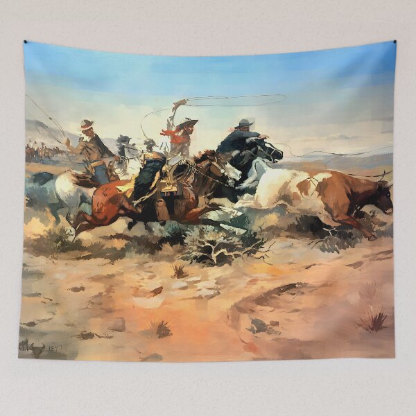 Item preview, Charles Marion Russell - Cowboys Roping a Steer designed and sold by Jon-Baran.