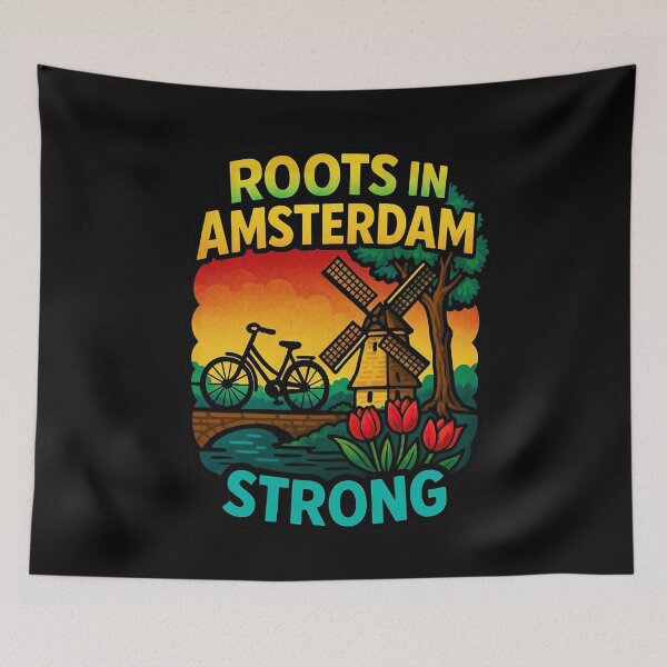 Item preview, Roots in Amsterdam -- Windmill, Bicycle & Tulips designed and sold by Myra365Art.