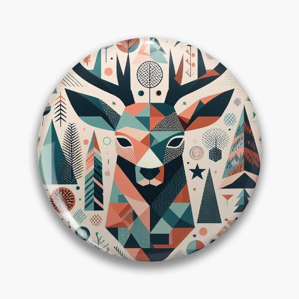 Item preview, Buck Deer head in geometric shapes designed and sold by nikkolaus.