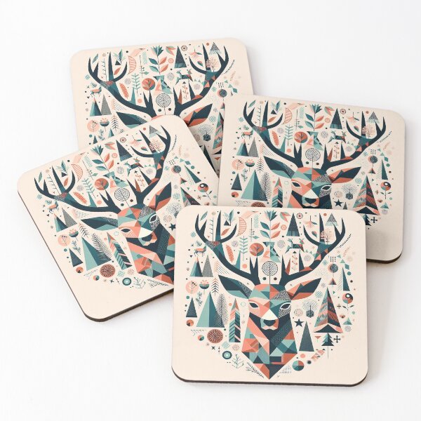 Item preview, Buck Deer head in geometric shapes designed and sold by nikkolaus.
