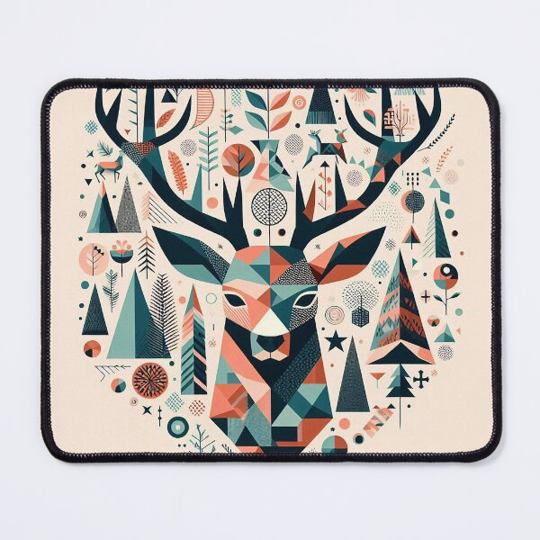 Item preview, Buck Deer head in geometric shapes designed and sold by nikkolaus.