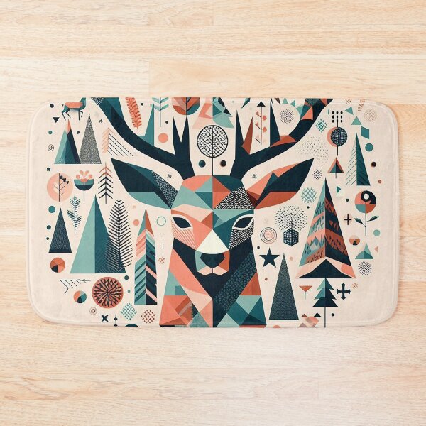 Item preview, Buck Deer head in geometric shapes designed and sold by nikkolaus.