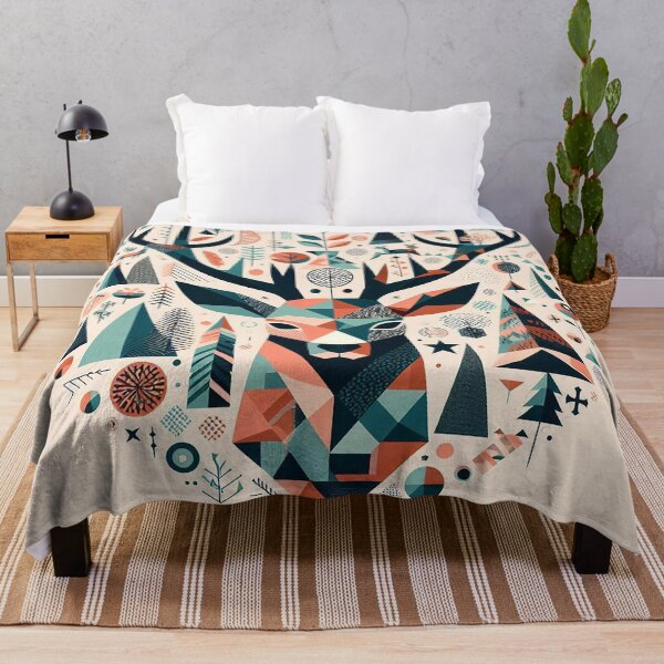 Item preview, Buck Deer head in geometric shapes designed and sold by nikkolaus.
