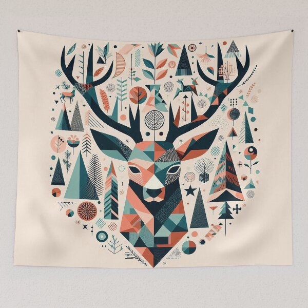Item preview, Buck Deer head in geometric shapes designed and sold by nikkolaus.