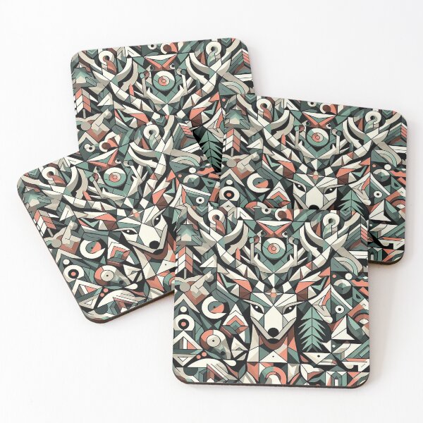 Item preview, Deer head in geometric shapes designed and sold by nikkolaus.
