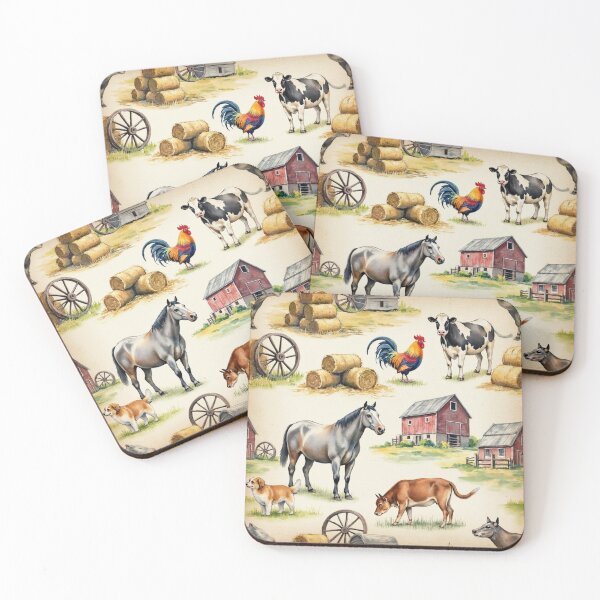 Item preview, Vintage Farm Life Watercolor Pattern designed and sold by rustyroofco.