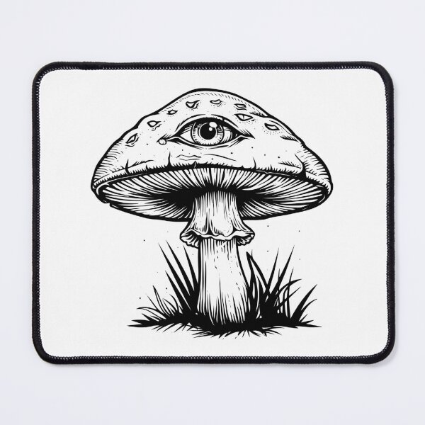 Item preview, Mystical Mushroom with Third Eye – Psychedelic Surreal Ink Illustration designed and sold by inkoutninja.
