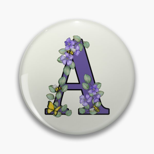 Item preview, Letter A, Decorated Purple Initial, Eucalyptus Leaves, Periwinkles, Bees and Butterfly designed and sold by JoyfulWhimsy.