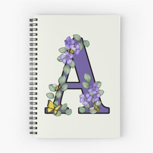 Item preview, Letter A, Decorated Purple Initial, Eucalyptus Leaves, Periwinkles, Bees and Butterfly designed and sold by JoyfulWhimsy.