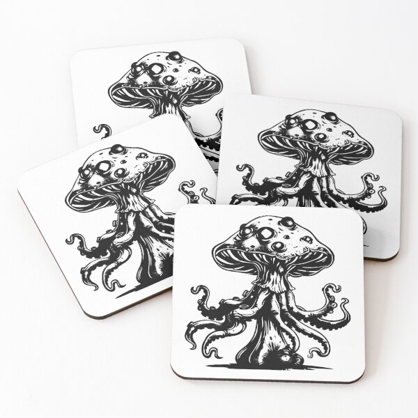 Item preview, Tentacled Mushroom Monster – Surreal Horror Psychedelic Creature Art designed and sold by inkoutninja.